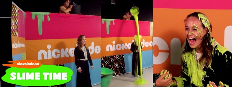 Anouk Maas krijgt slime-beurt van haar Nickelodeon-collega's